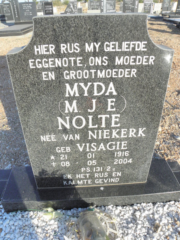 NOLTE M.J.E. previously van NIEKERK nee VISAGIE 1916-2004