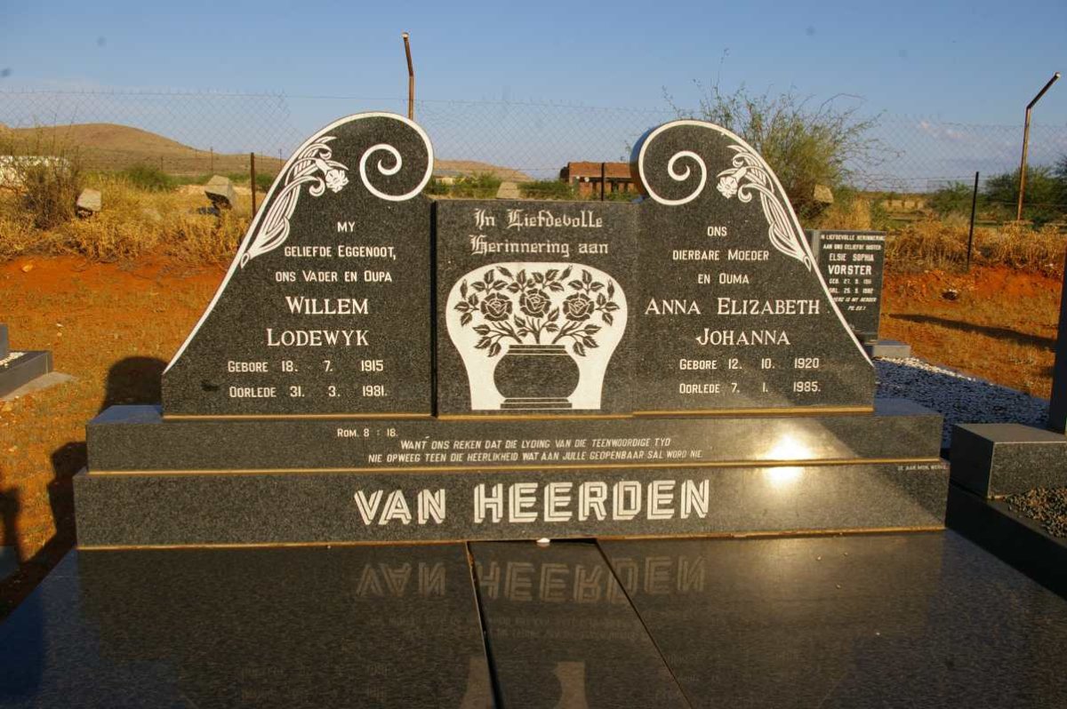 HEERDEN Willem Lodewyk, van 1915-1981 &amp; Anna Elizabeth Johanna 1920-1985