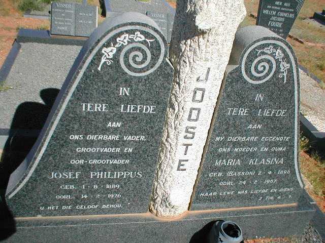 JOOSTE Josef Philippus 1889-1976 &amp; Maria Klasina BASSON 1896-1967
