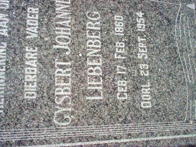 LIEBENBERG Gysbert Johannes 1860-1954
