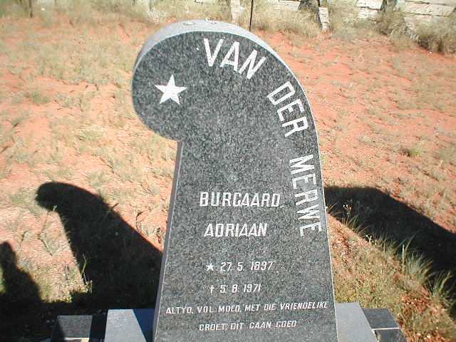 MERWE Burgaard Adriaan, van der 1897-1971