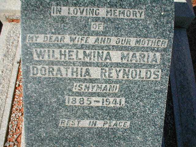REYNOLDS Wilhelmina Maria Dorathia nee SNYMAN 1885-1941