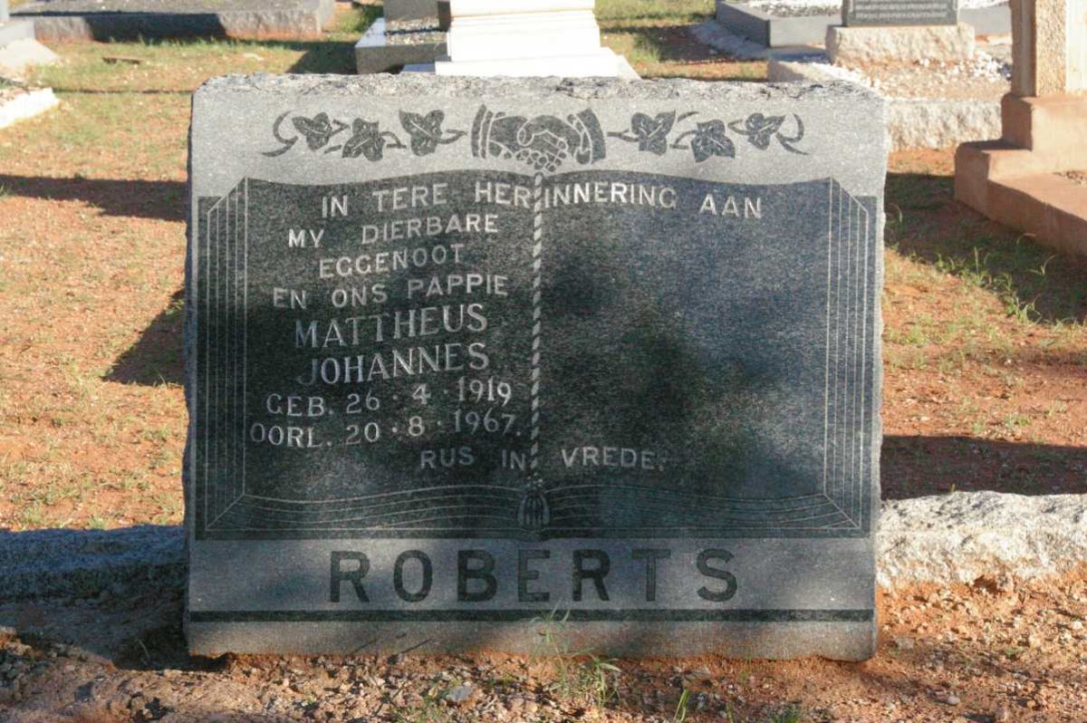 ROBERTS Mattheus Johannes 1919-1967