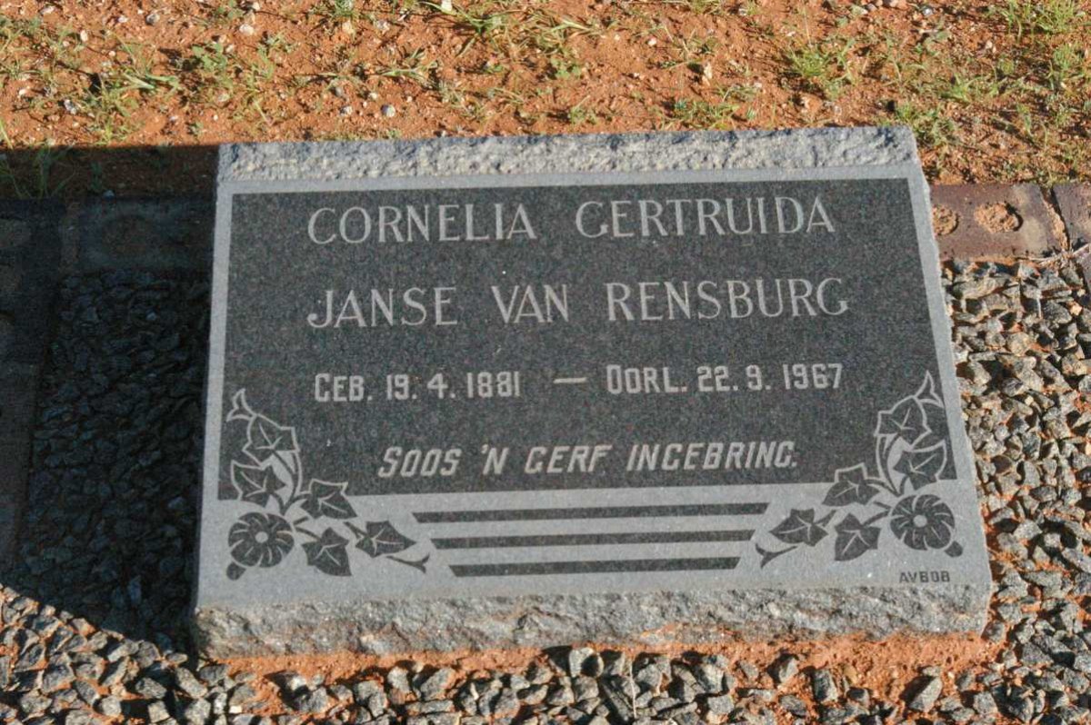 RENSBURG Cornelia Gertruida, Janse van 1881-1967
