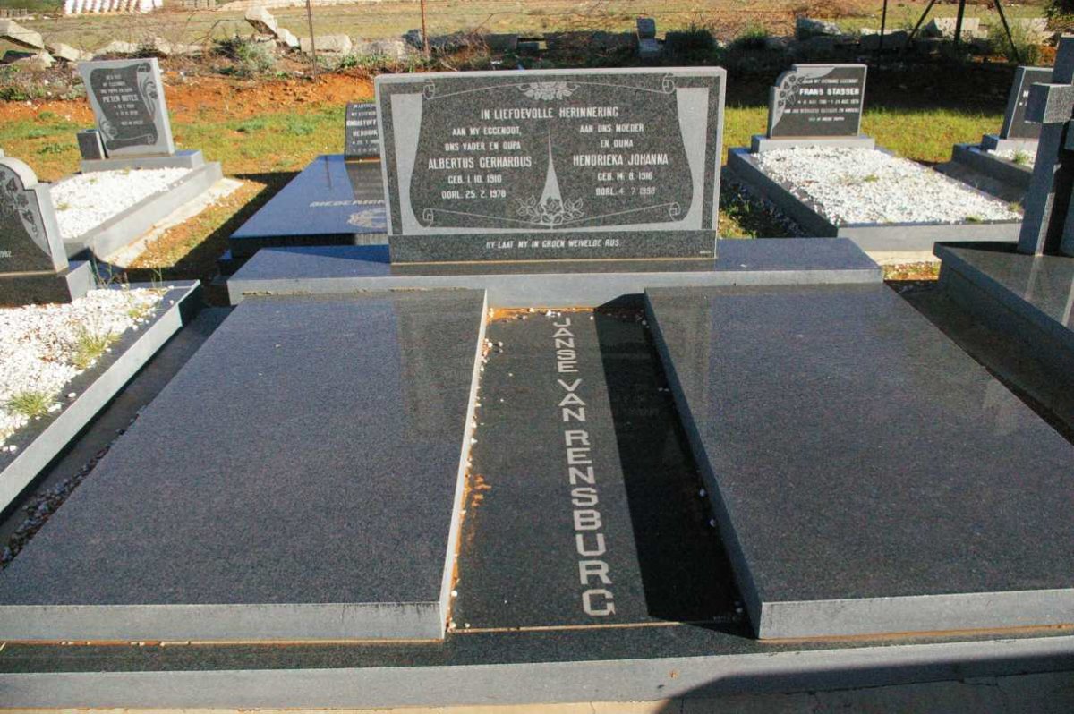 RENSBURG Albertus Gerhardus, Janse van 1910-1978 &amp; Hendrieka Johanna 1916-1998