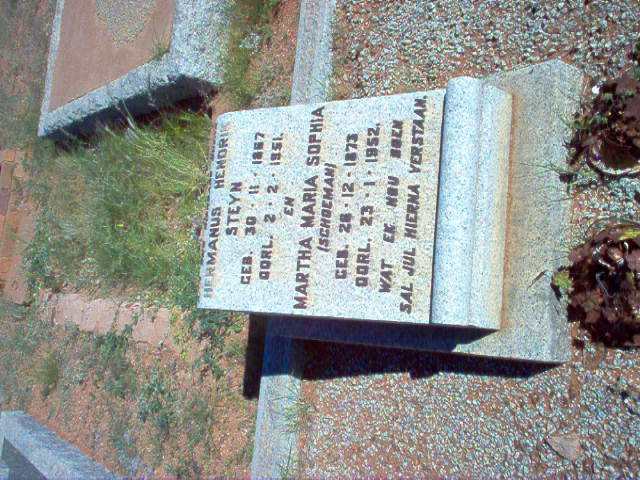 STEYN Hermanus Hendrik 1867-1951 &amp; Martha Maria Sophia SCHOEMAN 1873-1952