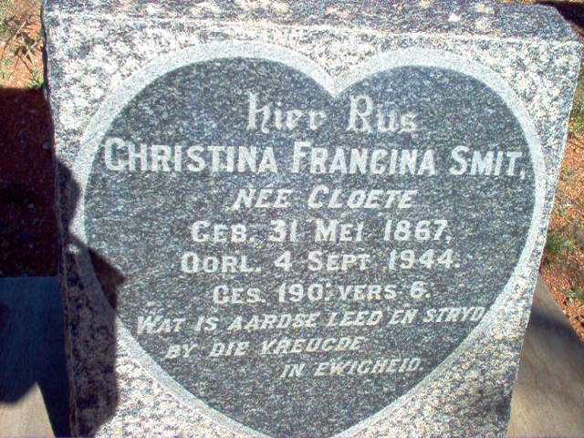 SMIT  Christina Francina nee CLOETE 1867-1944