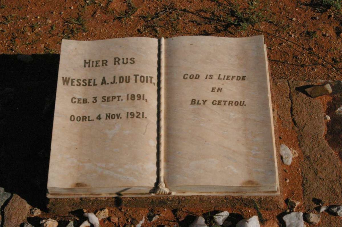 TOIT Wessel A.J., du 1891-1921