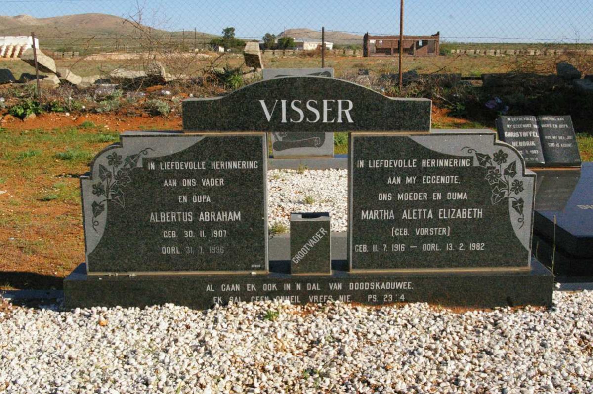VISSER Albertus Abraham 1907-1996 &amp; Martha Aletta Elizabeth VORSTER 1916-1982