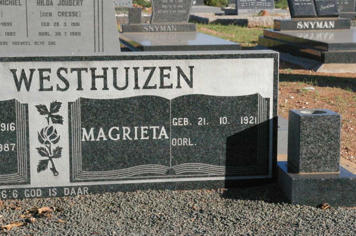 WESTHUIZEN Jasper, van der 1916-1987 &amp; Magrieta 1921-