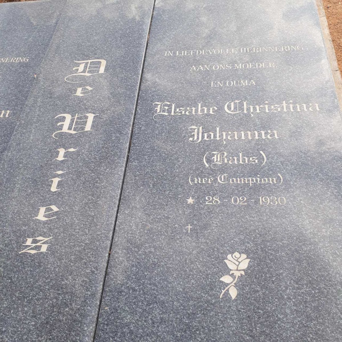 VRIES Elsabe Christina Johanna, de nee COMPION 1930-