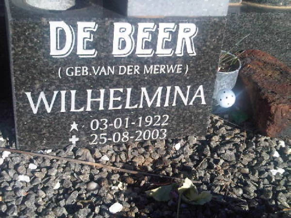 BEER Wilhelmina, de nee VAN DER MERWE 1922-2003