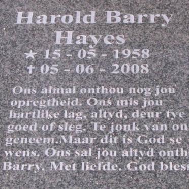 HAYES Harold Barry 1958-2008