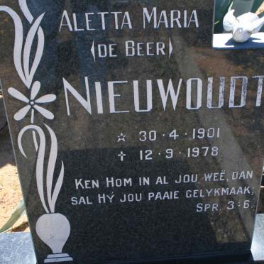 NIEUWOUDT Aletta Maria nee DE BEER 1901-1978