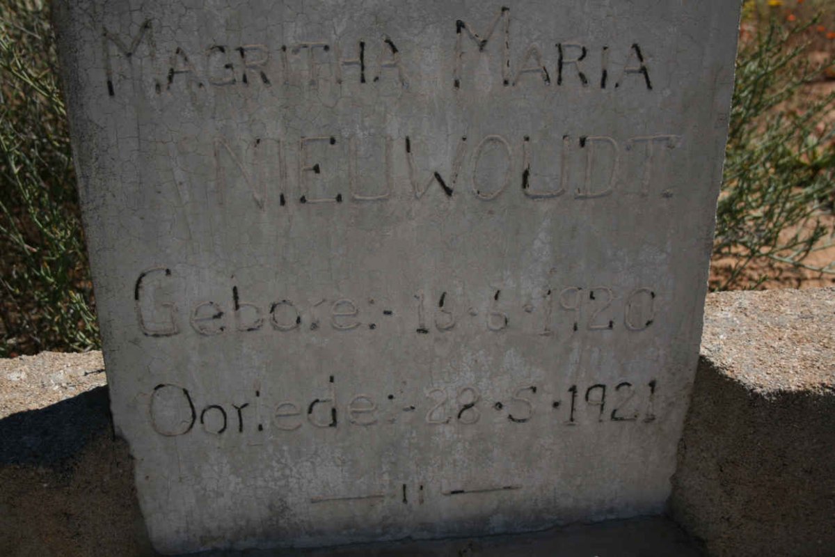 NIEUWOUDT Magritha Maria 1920-1921