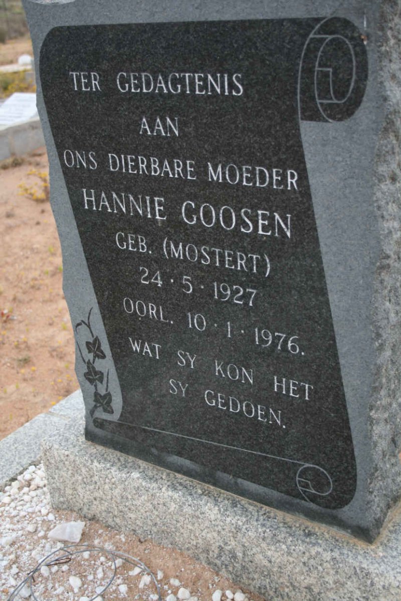 GOOSEN Hannie nee MOSTERT 1927-1976