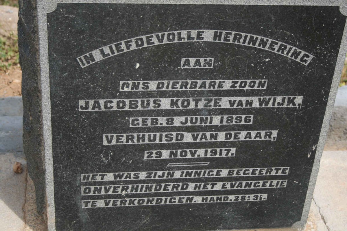 WIJK Jacobus Kotze, van 1896-1917 _2