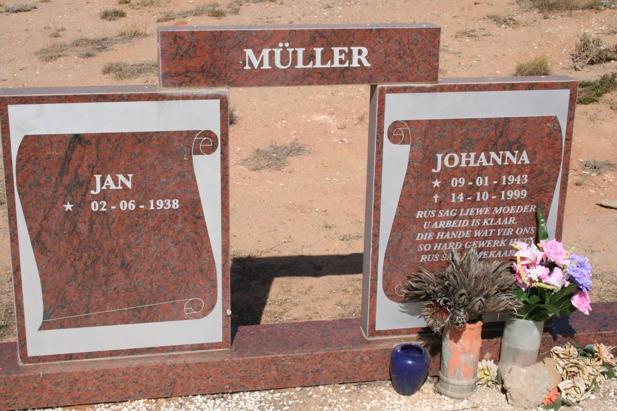 MULLER Jan 1938-  &amp; Johanna 1943-1999