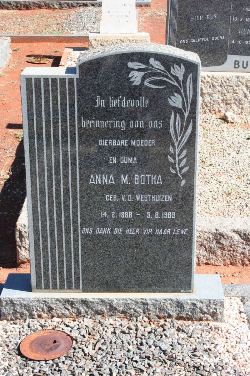 BOTHA Anna M. nee V.D. WESTHUIZEN  1888-1969