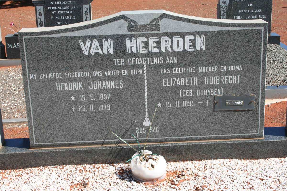 HEERDEN Hendrik Johannes, van 1897-1979 &amp; Elizabeth Huibrecht BOOYSEN 1895-1984
