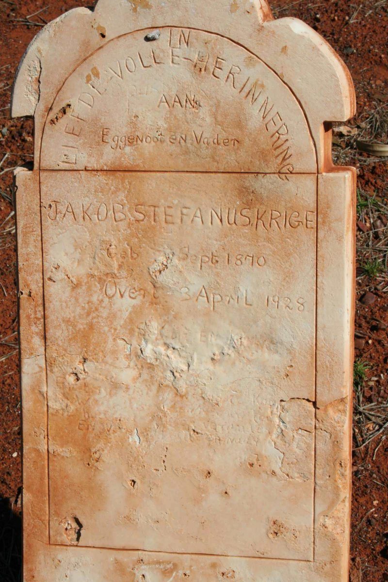 KRIGE Jakob Stefanus 1870-1928