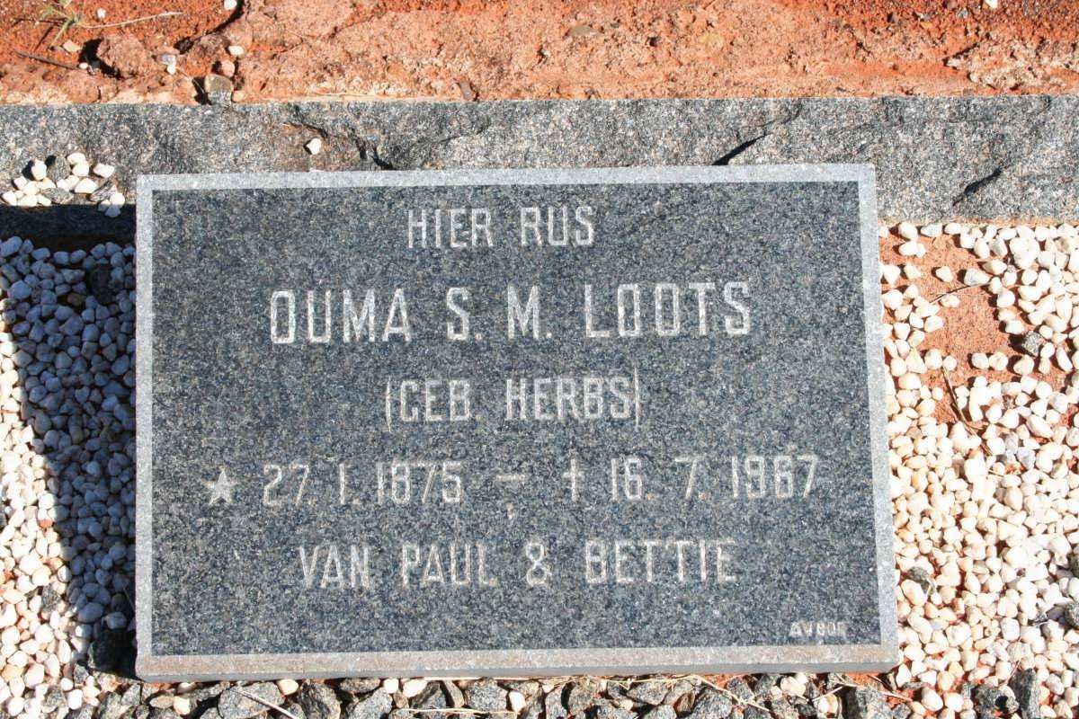 LOOTS S.M. nee HERBS 1875-1967