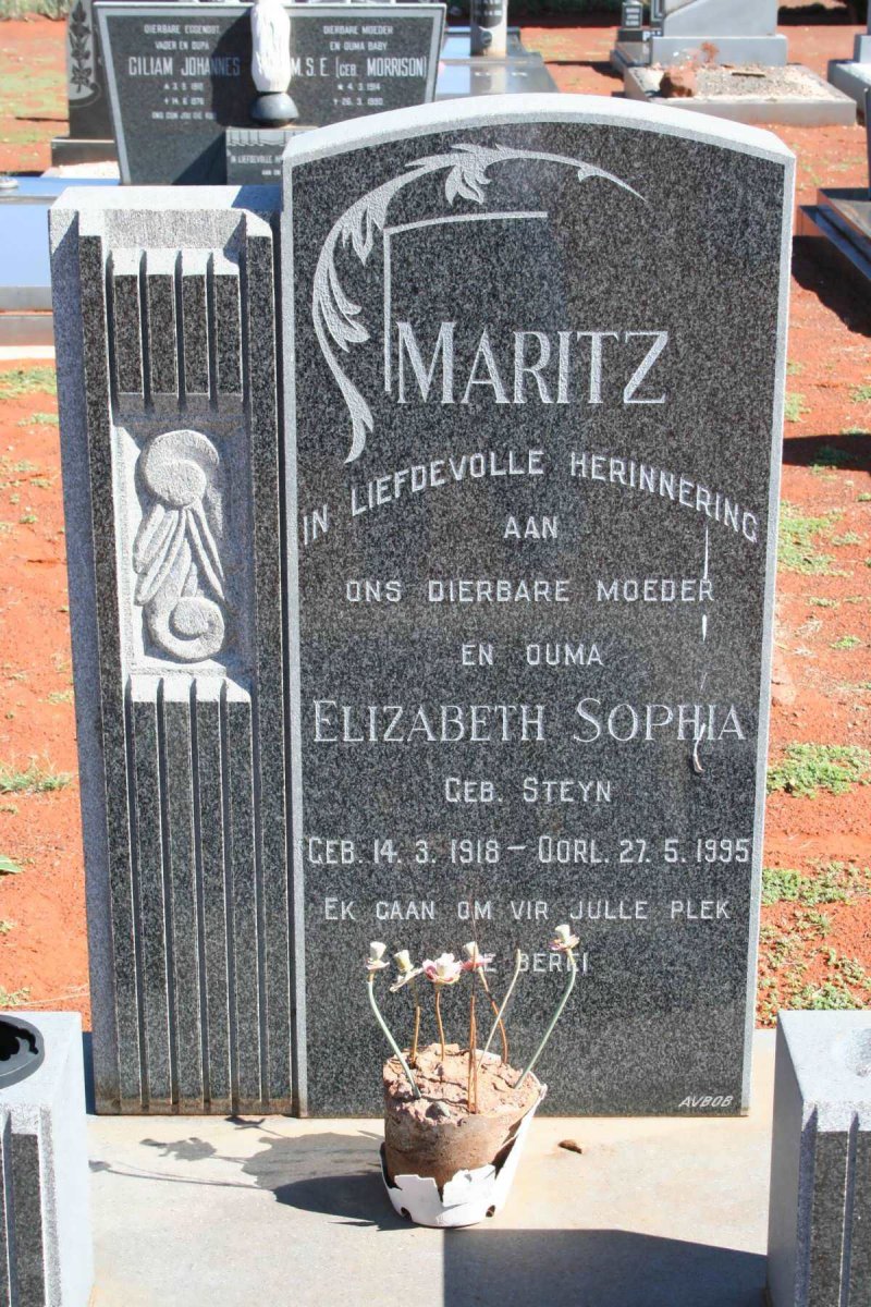 MARITZ Elizabeth Sophia nee STEYN 1918-1995