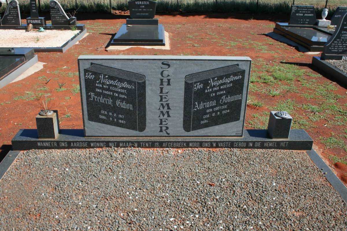 SCHLEMMER Frederik Gidion 1917-1987 &amp;  Adriana Johanna COETZEE 1924-