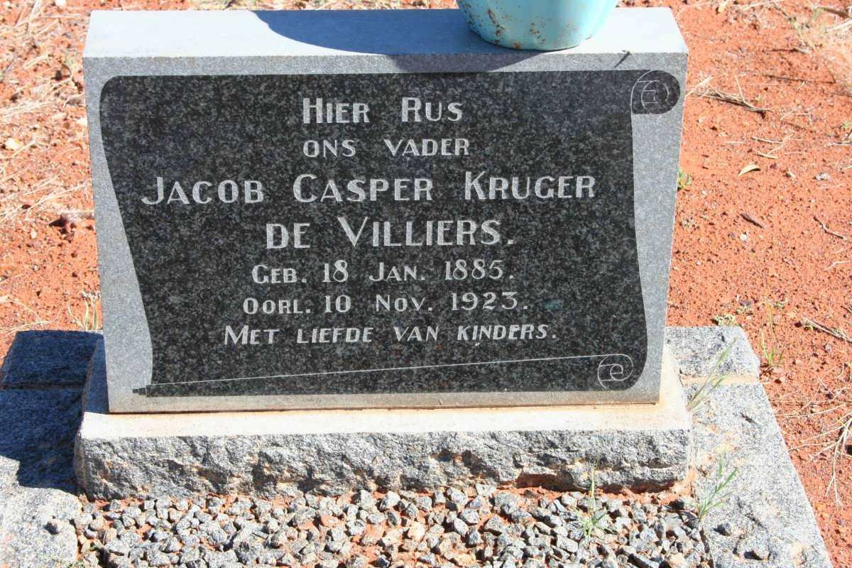 VILLIERS Jacob Casper Kruger, de 1885-1923