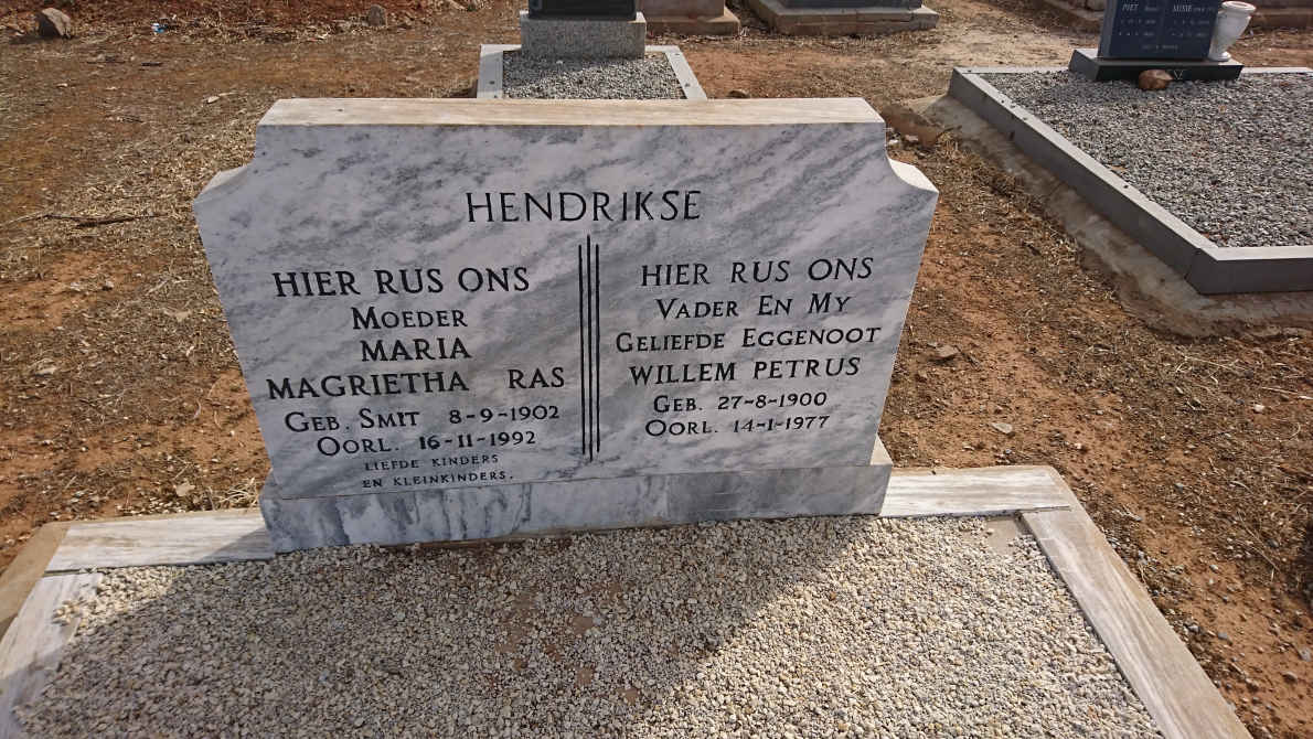 HENDRIKSE Willem Petrus 1900-1977 &amp; Maria Magrietha RAS nee SMIT 1902-1992