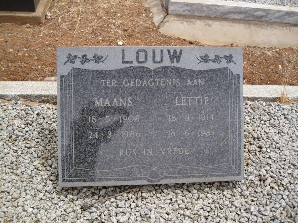 LOUW Maans 1908-1986 &amp; Lettie 1914-1987