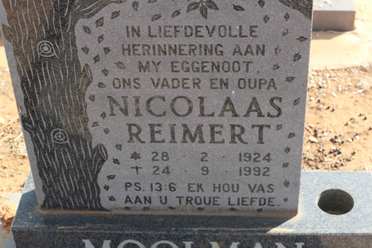 MOOLMAN Nicolaas Reimert 1924-1992 &amp; Barbara Wilhelmina 1924-2012