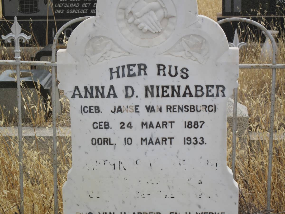 NIENABER Anna D. nee JANSE VAN RENSBURG 1887-1933 :: ?
