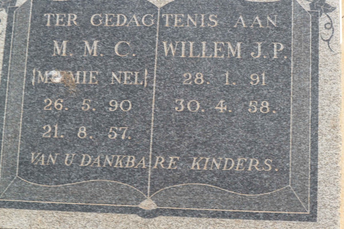 ? Willem J.P. 1891-1958 &amp; M.M.C. NEL 1890-1957