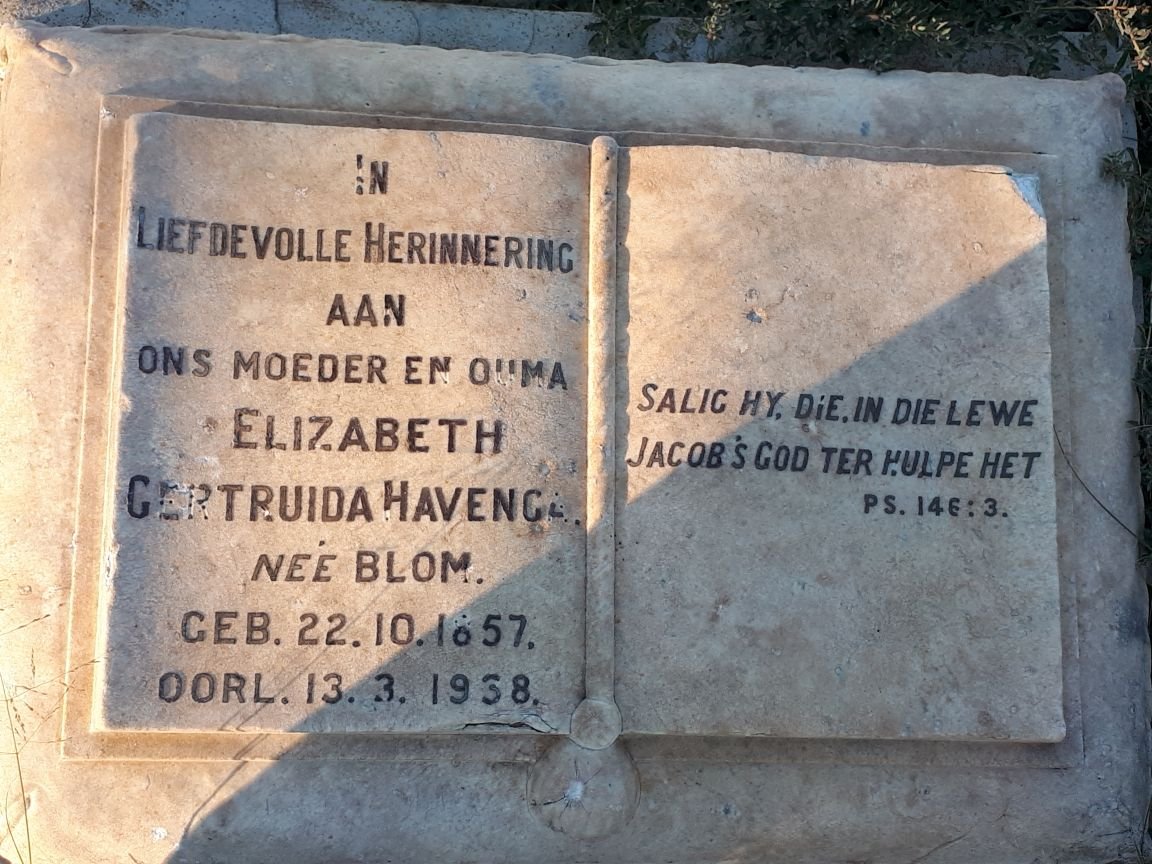 HAVENGA Elizabeth Gertruida nee BLOM 1857-1938
