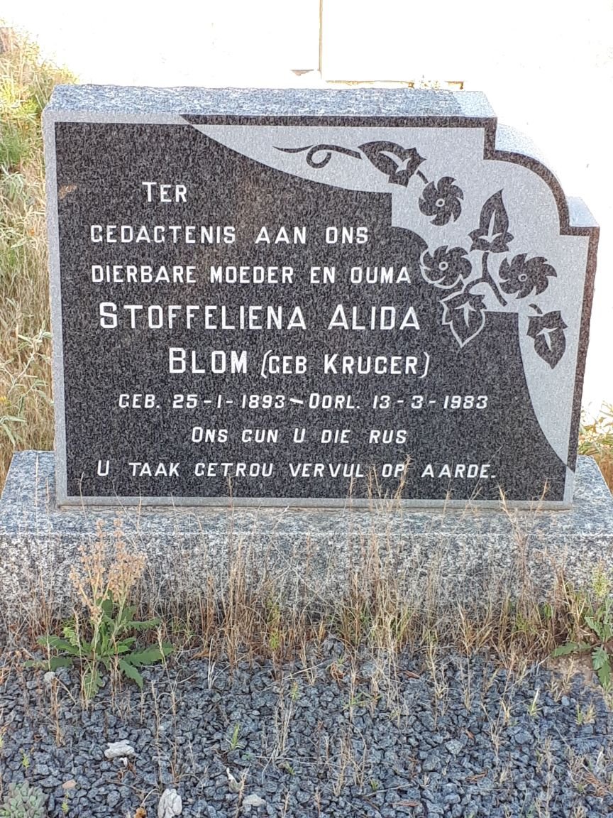 BLOM Stoffeliena Alida nee KRUGER 1893-1983