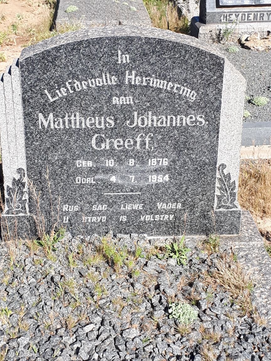 GREEFF Mattheus Johannes 1876-1954