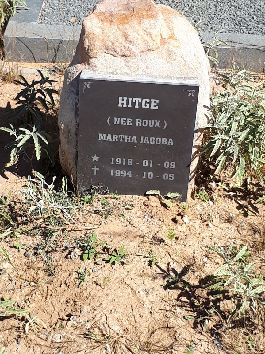 HITGE Martha Jacoba nee ROUX 1916-1994
