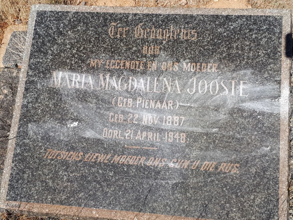 JOOSTE Maria Magdalena nee PIENAAR 1887-1948