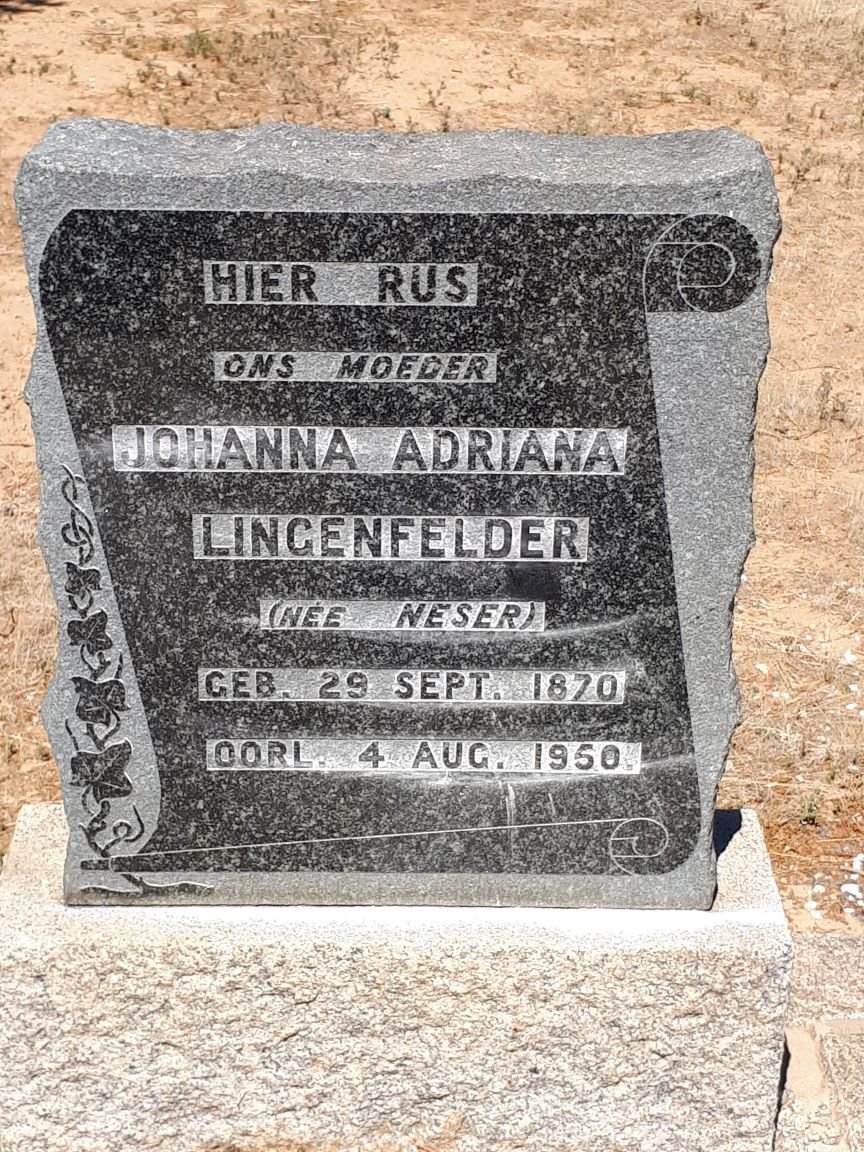 LINGENFELDER Johanna Adriana nee NESER 1870-1950