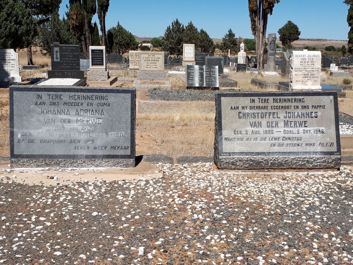 MERWE Christoffel Johannes, van der 1886-1946 &amp; Johanna Adriana VAN ZYL  1893-1971