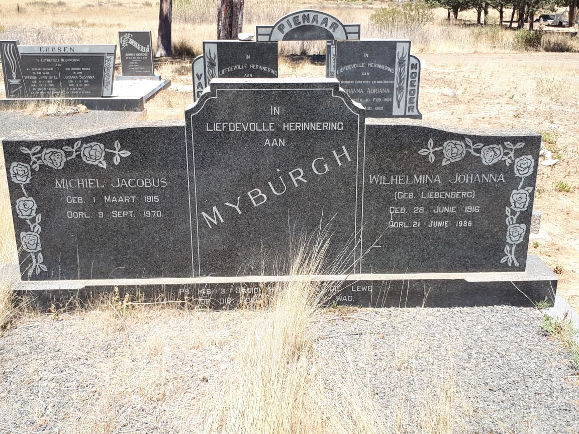 MYBURGH Michiel Jacobus 1915-1970 &amp; Wilhelmina Johanna LIEBENBERG 1916-1986