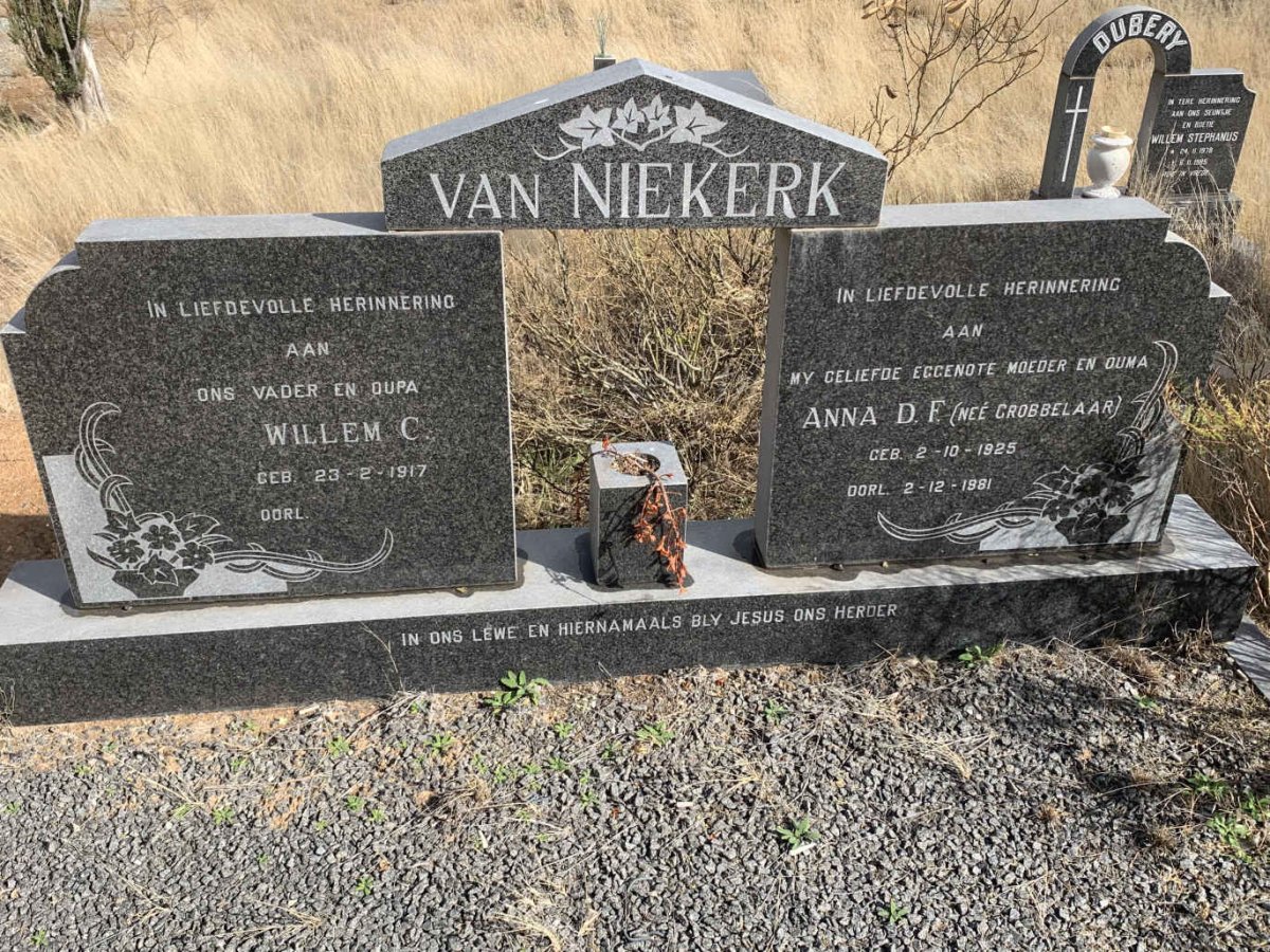 NIEKERK Willem C., van 1917- &amp; Anna D.F. GROBBELAAR 1925-1981