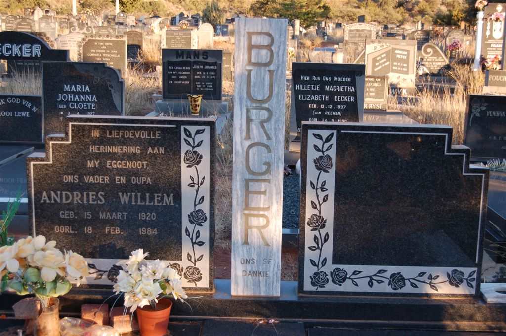 BURGER Andries Willelm 1920-1984