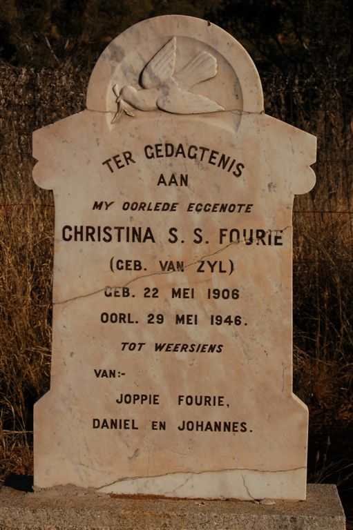 FOURIE Christina S.S. nee VAN ZYL 1906-1946