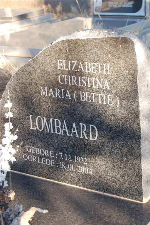 LOMBAARD Elizabeth Christina Maria 1932-2004