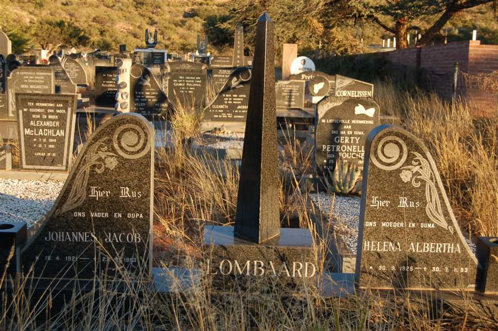 LOMBAARD Johannes Jacob 1921-1983 &amp; Helena Albertha 1925-1983