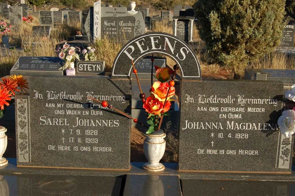 PEENS Sarel Johannes 1928-1993 &amp; Johanna Magdalena 1928-