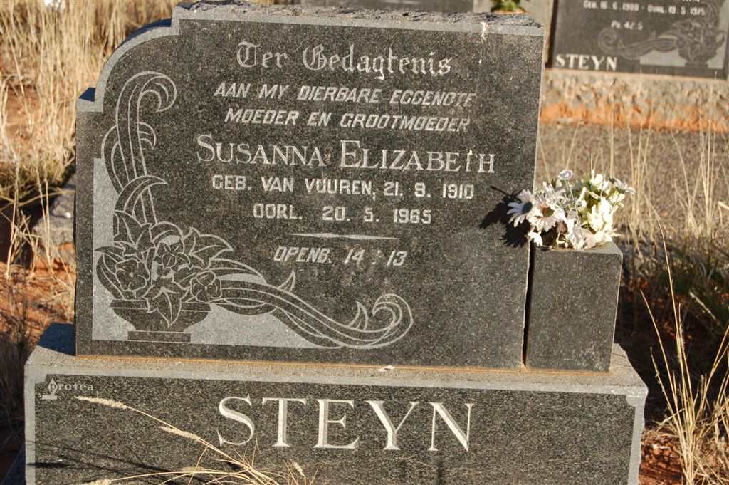 STEYN Susanna Elizabeth nee VAN VUUREN 1910-1965
