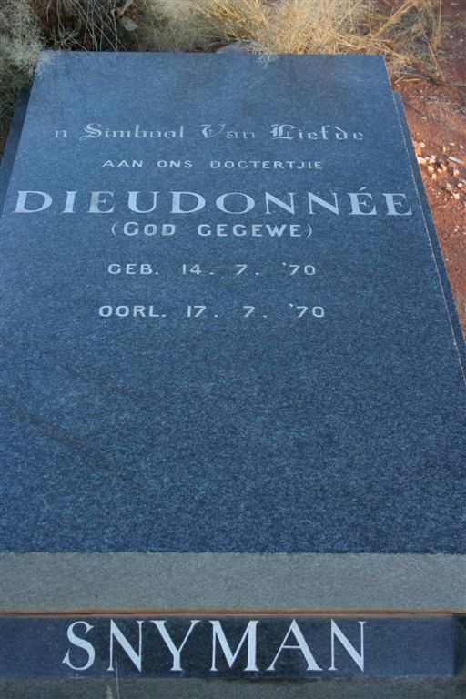SNYMAN Diedonnee 1970-1970